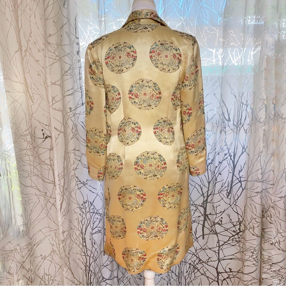 VINTAGE WINDSOR TAILOR GOLD CHINESE DRAGON PRINT BUTTON UP JACKET - Picture 7 of 15